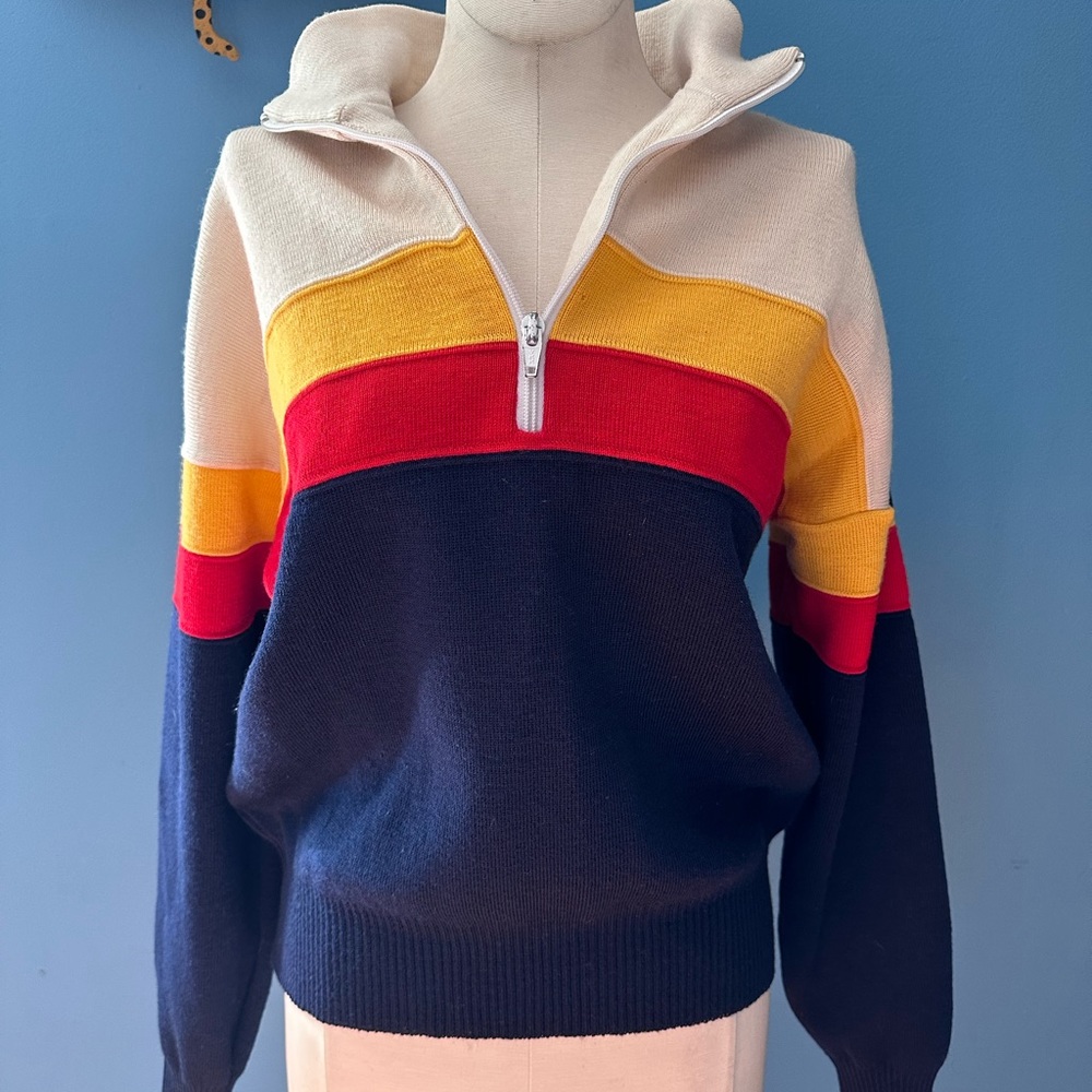 Vintage Demetre Striped Half Zip Sweater